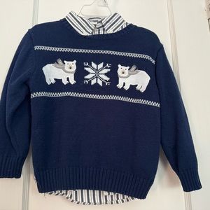 Vintage Gymboree Boys Intarsia Sweater and Striped Shirt